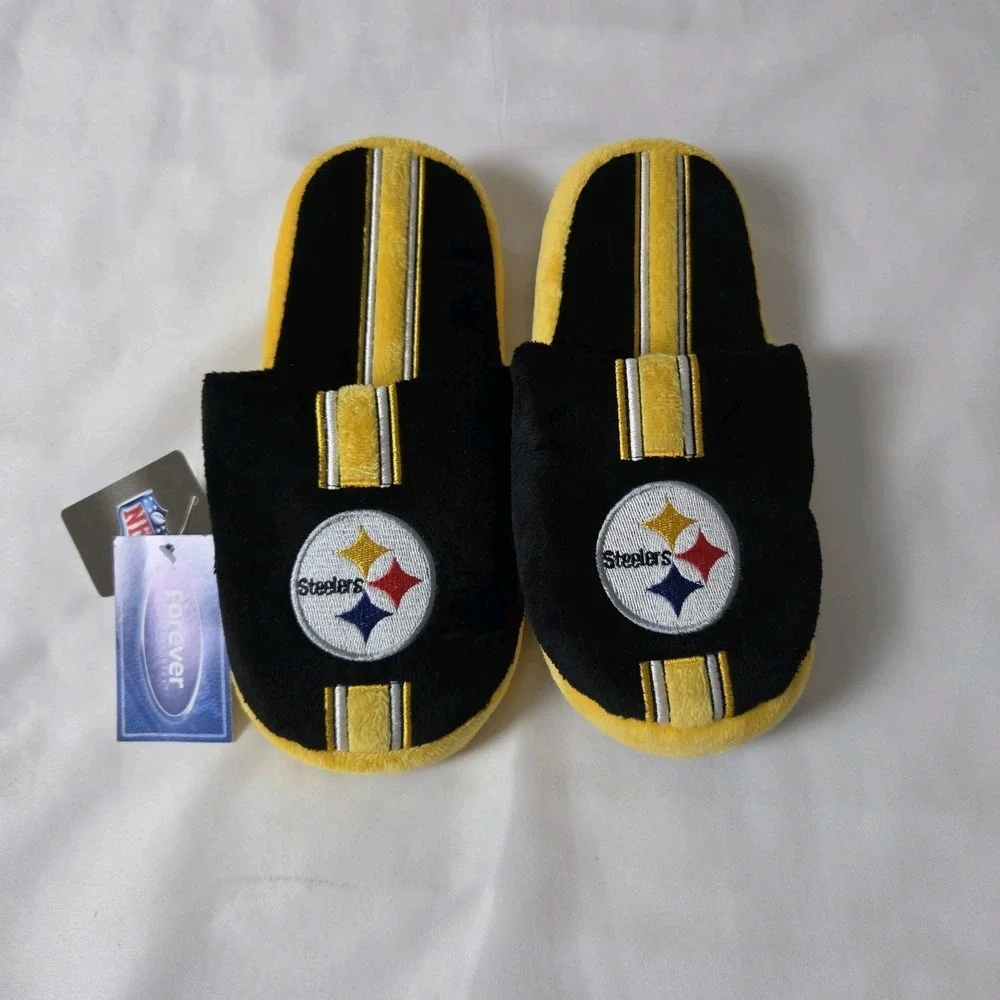 Forever NFL Pittsburgh Steelers‎ Plush Slide Slippers Kids XL  12/13